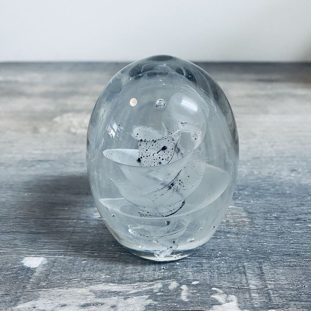 Vintage Art Glass Paperweight Swirl Controlled Bubble Signed J O R 86